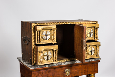 A Spanish gilt wooden table cabinet in 16th C.-style, 19th C.