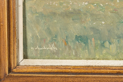 Karel Van Lerberghe (1889-1953): 'View on the Lissewege church', oil on panel