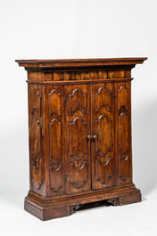 A two-door walnut cabinet, 18th C. and later