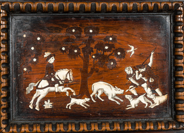 A wooden buffet with hunting scenes, Italy or Southern Germany, late 19th C.