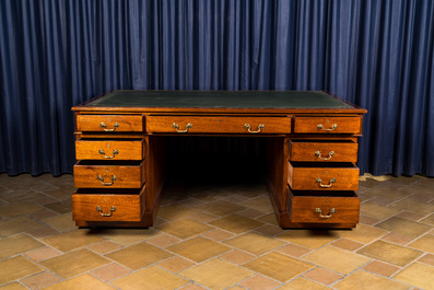 A Hobbs &amp; Co Regency Lever London mahogany partners desk with a leather writing surface, ca. 1900