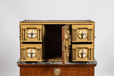 A Spanish gilt wooden table cabinet in 16th C.-style, 19th C.