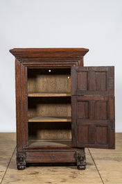 A gothic oak two-door cupboard with linenfold panels, Northern Germany, 16th C.