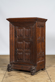 A gothic oak two-door cupboard with linenfold panels, Northern Germany, 16th C.