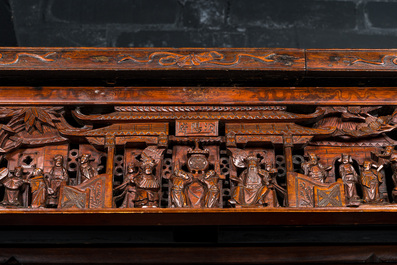 A large Chinese carved and reticulated wooden &eacute;tag&egrave;re, 19th C.