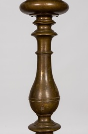 A large renaissance-style Italian bronze candlestick, 19th C.