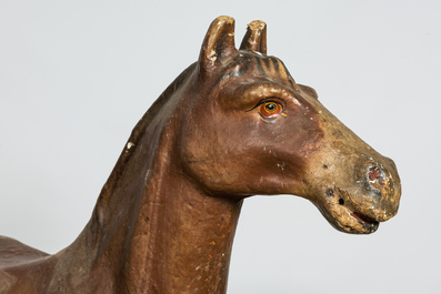 A large model of a horse in painted papier-m&acirc;ch&eacute;, 1st half 20th C.