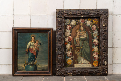 Four paintings depicting the Virgin with Child, 18/19th C.