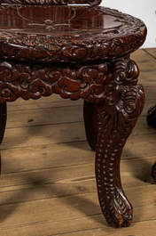 A pair of Japanese carved wooden 'dragon' chairs, Meiji, 19/20th C.