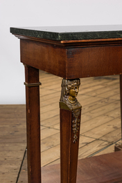 A Northern European Empire-style console with a green marble top, ca. 1900