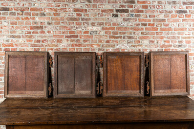 Four wrought iron-mounted oak doors, 18/19th C.