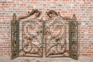 A patinated wrought iron choir door, 19th C.