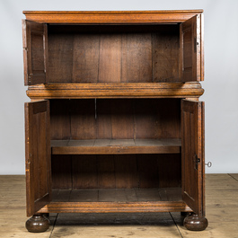 A simple oak four-door cupboard, 17th C.