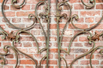 A patinated wrought iron choir door, 19th C.