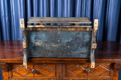 A polychrome wooden carriage chest, 19th C.