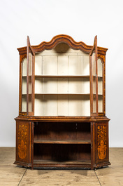 A Dutch display cabinet with floral marquetry, 19th C.