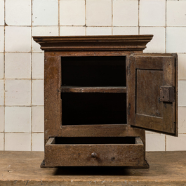 A small Flemish oak storage cabinet, 17/18th C.