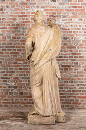 A large patinated terracotta figure of Diana, 19/20th C.