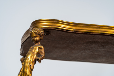 A French gilt bronze mounted mahogany &eacute;tag&egrave;re or serving table, 19/20th C.