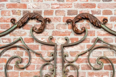 A patinated wrought iron choir door, 19th C.