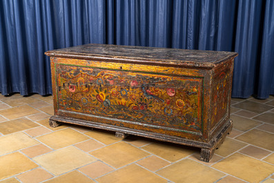 A polychrome pine wooden bridal trunk, ca. 1800