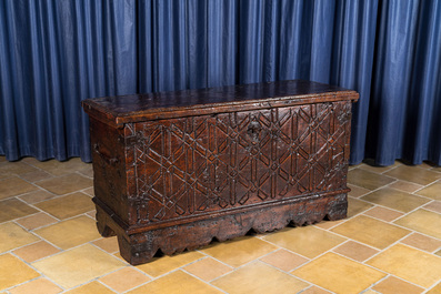 A Spanish walnut chest, 17th C.