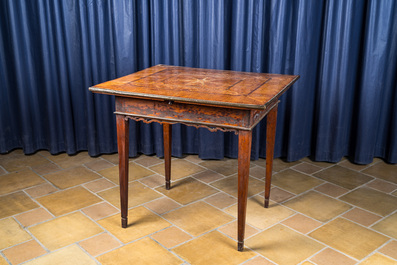 A German marquetry table with secrets, 18th C.