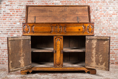 An Italian walnut cupboard, 17/18th C.