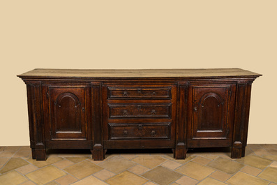 An oak sacristy cupboard, 17th C.