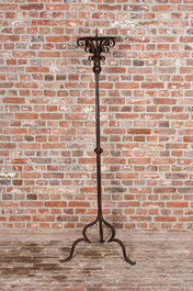 A large wrought iron candlestick, 19th C.