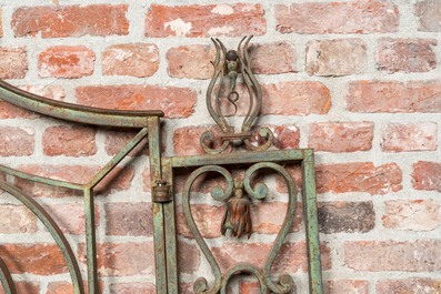 A patinated wrought iron choir door, 19th C.