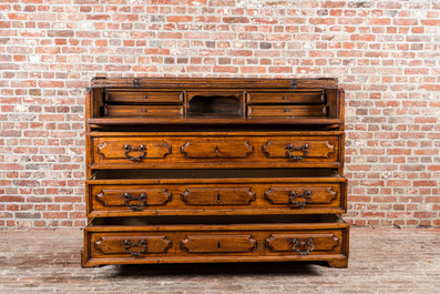 A walnut three-drawer secretary, 18th C.