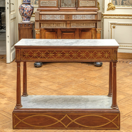 Une console en bois et plateaux en marbre, France, 19&egrave;me