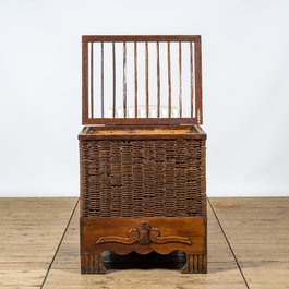 A rural wicker trunk or basket, 20th C.