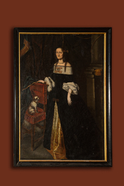 J&uuml;rgen Ovens (1623-1678), attribu&eacute; &agrave;: 'Femme accompagn&eacute;e de son Epagneul Nain Phal&egrave;ne', huile sur toile
