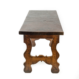 A Spanish walnut table with two drawers, 17th C.
