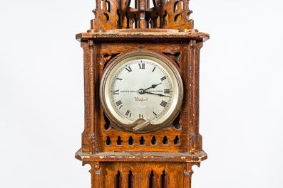 An English Gothic Revival wooden 'Big Ben' tower clock, ca. 1900