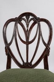 Five English 'Prince of Wales feathers' dining chairs in the style of George Hepplewhite, 19th C.