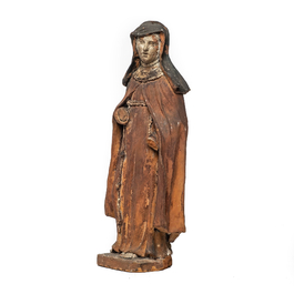 A polychrome terracotta figure of an abbess, 17/18th C.