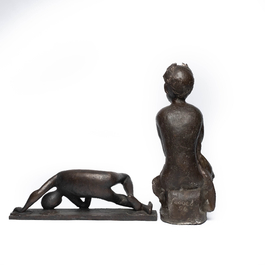 Lazar Gada&iuml;ev (&eacute;cole russe, 1938-2008): Deux sculptures en bronze, 20&egrave;me