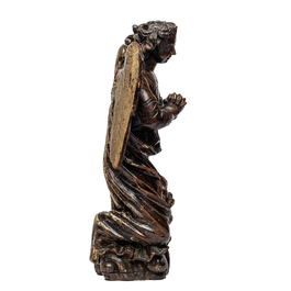 Ange adorateur en ch&ecirc;ne sculpt&eacute; avec traces de polychromie, Flandres, 17&egrave;me
