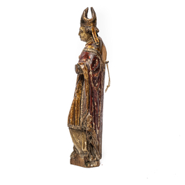 A polychromed and gilt basswood figure of a bishop, 18th C