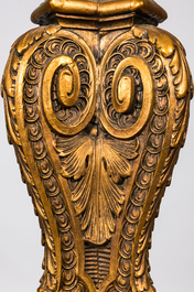 A French Historicism gilt wooden floor lamp, ca. 1900