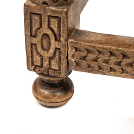 A Spanish walnut table with two drawers, 17th C. with later elements