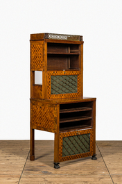 A bronze mounted mahogany cabinet with parquetry, 19th C.