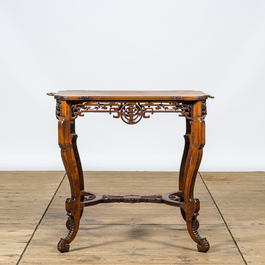 A French wooden chinoiserie side table in the style of Viardot, 19/20th C.