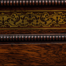 A French Napoleon III-style marble-topped mirror buffet in Boulle-style copper-inlaid wood, 19th C.