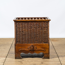 A rural wicker trunk or basket, 20th C.