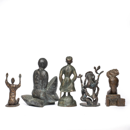 Lazar Gada&iuml;ev (&eacute;cole russe, 1938-2008): Cinq sculptures en bronze, 20&egrave;me