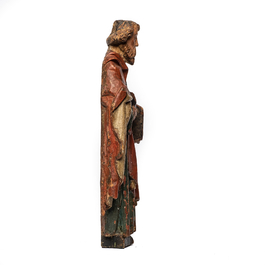Saint ap&ocirc;tre en bois sculpt&eacute; et polychrom&eacute;, 17&egrave;me